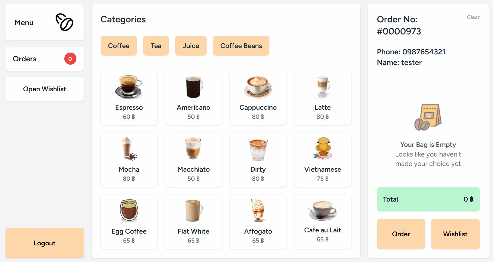 Drip Dopdop Coffee (Frontend dev, UX/UI design)