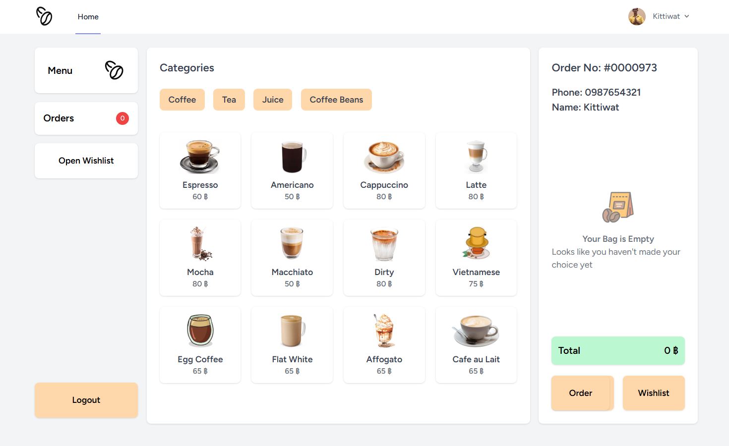 Drip Dopdop Coffee (Frontend dev, UX/UI design)